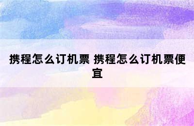 携程怎么订机票 携程怎么订机票便宜